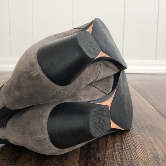 Aquatalia Suede Ankle Bootie Almond Toe Fionna Leather Made in Italy Size 7 Gray - Picture 11 of 16